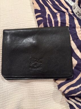 Black Leather travel Clutch Wallet